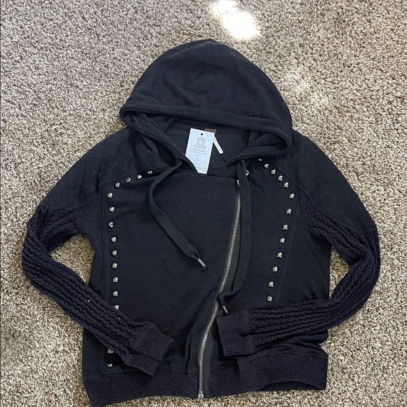 Free People | Ring My Bell Stud Moto Hoodie Jacket | Size Medium - Picture 3 of 10